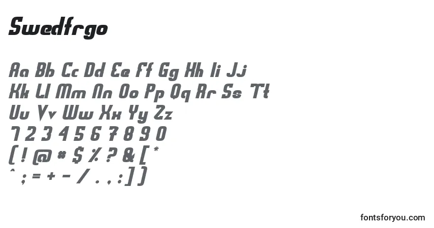 Czcionka Swedfrgo – alfabet, cyfry, specjalne znaki