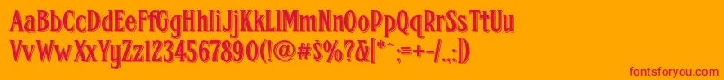 Fhacondfrenchshadednc-Schriftart – Rote Schriften auf orangefarbenem Hintergrund