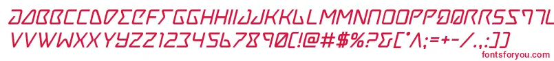 フォントTracerboldital – 白い背景に赤い文字