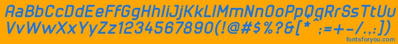 CuyabraBoldOblique-Schriftart – Blaue Schriften auf orangefarbenem Hintergrund