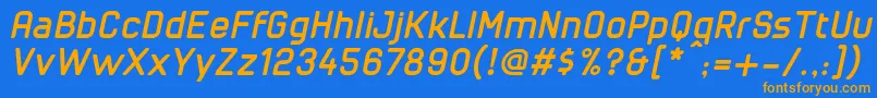 フォントCuyabraBoldOblique – オレンジ色の文字が青い背景にあります。