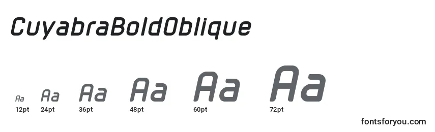 Размеры шрифта CuyabraBoldOblique