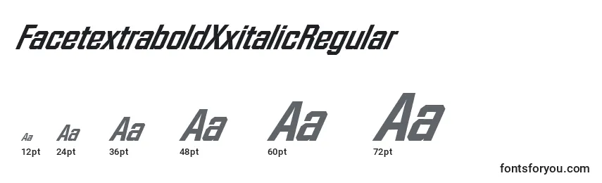 Размеры шрифта FacetextraboldXxitalicRegular