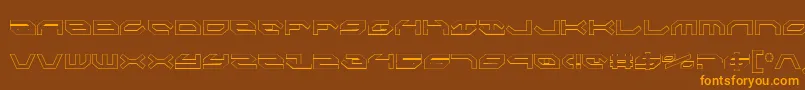 フォントTaskforceCondensedOutline – オレンジ色の文字が茶色の背景にあります。