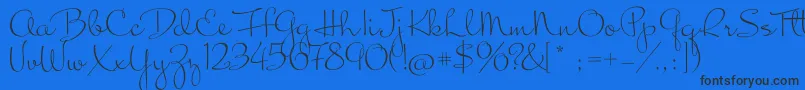 MrsBlackfort-Schriftart – Schwarze Schriften auf blauem Hintergrund