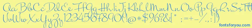 MrsBlackfort Font – Blue Fonts on Yellow Background