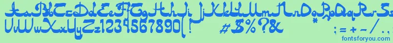 Asylbekm20dastan.Kz-Schriftart – Blaue Schriften auf grünem Hintergrund