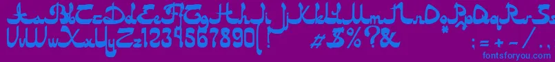 フォントAsylbekm20dastan.Kz – 紫色の背景に青い文字