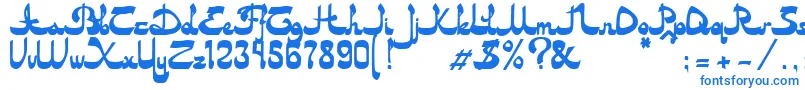 Fonte Asylbekm20dastan.Kz – fontes azuis em um fundo branco