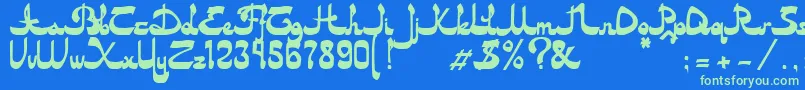 Asylbekm20dastan.Kz Font – Green Fonts on Blue Background