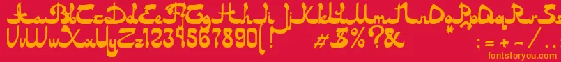 Asylbekm20dastan.Kz-Schriftart – Orangefarbene Schriften auf rotem Hintergrund