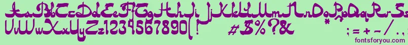 フォントAsylbekm20dastan.Kz – 緑の背景に紫のフォント