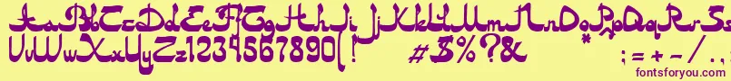 Asylbekm20dastan.Kz-Schriftart – Violette Schriften auf gelbem Hintergrund
