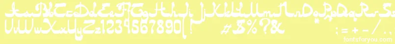 Asylbekm20dastan.Kz-Schriftart – Weiße Schriften auf gelbem Hintergrund