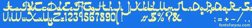 フォントAsylbekm20dastan.Kz – 黄色の文字、青い背景
