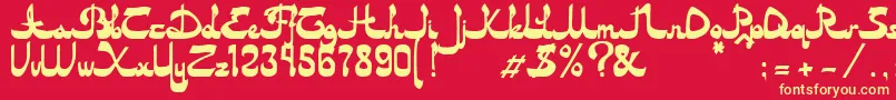 Asylbekm20dastan.Kz-fontti – keltaiset fontit punaisella taustalla