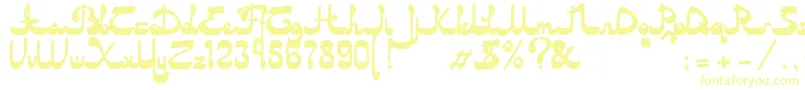 フォントAsylbekm20dastan.Kz – 白い背景に黄色の文字