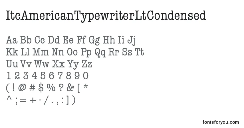 A fonte ItcAmericanTypewriterLtCondensed – alfabeto, números, caracteres especiais