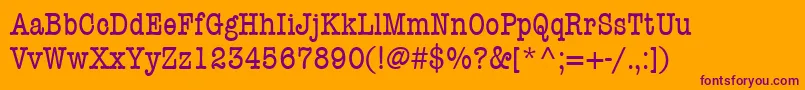 フォントItcAmericanTypewriterLtCondensed – オレンジの背景に紫のフォント