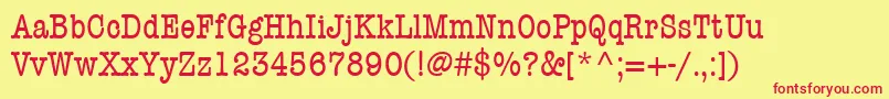 フォントItcAmericanTypewriterLtCondensed – 赤い文字の黄色い背景