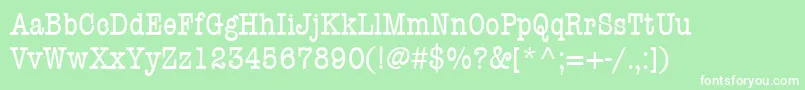 ItcAmericanTypewriterLtCondensed-fontti – valkoiset fontit vihreällä taustalla