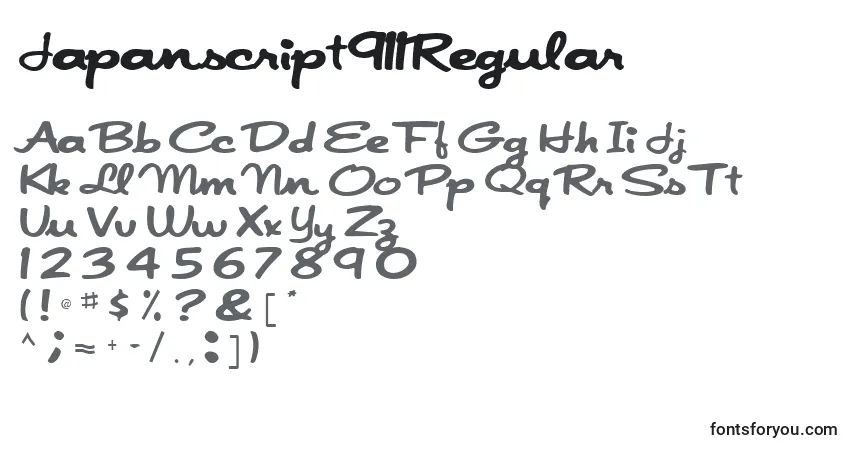 Czcionka Japanscript911Regular – alfabet, cyfry, specjalne znaki