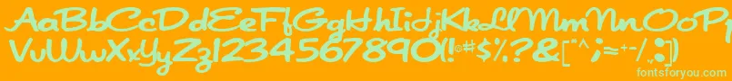 Шрифт Japanscript911Regular – зелёные шрифты на оранжевом фоне
