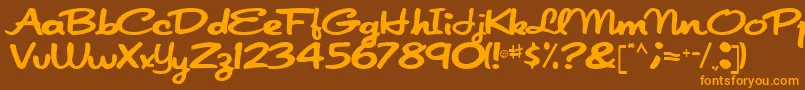 Czcionka Japanscript911Regular – pomarańczowe czcionki na brązowym tle