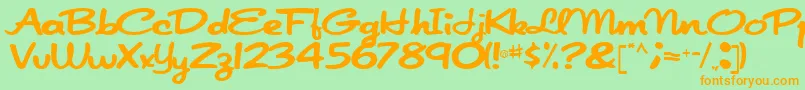 Police Japanscript911Regular – polices orange sur fond vert