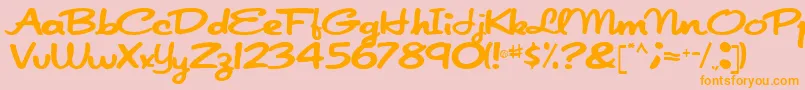 Japanscript911Regular-fontti – oranssit fontit vaaleanpunaisella taustalla