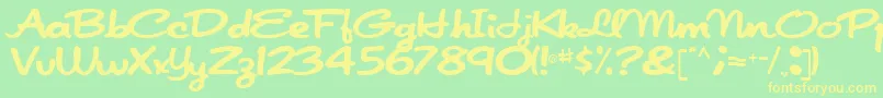 Japanscript911Regular-Schriftart – Gelbe Schriften auf grünem Hintergrund