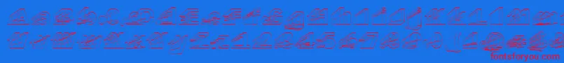 Erectlr-Schriftart – Rote Schriften auf blauem Hintergrund