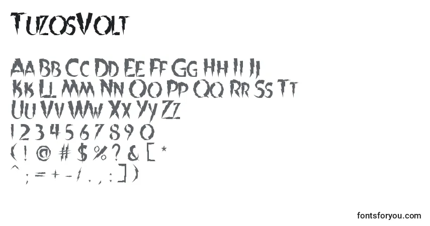 TuzosVolt-fontti – aakkoset, numerot, erikoismerkit