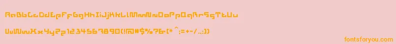 Aztech-Schriftart – Orangefarbene Schriften auf rosa Hintergrund
