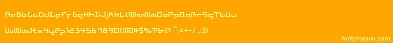 Aztech-Schriftart – Gelbe Schriften auf orangefarbenem Hintergrund