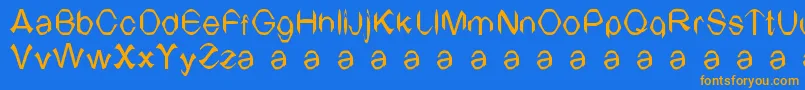 フォントTvArial – オレンジ色の文字が青い背景にあります。