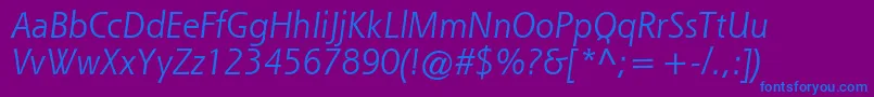 QueSsiItalic Font – Blue Fonts on Purple Background