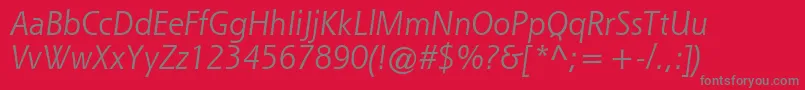 QueSsiItalic Font – Gray Fonts on Red Background
