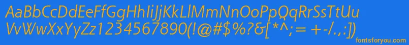 QueSsiItalic Font – Orange Fonts on Blue Background