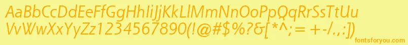 QueSsiItalic Font – Orange Fonts on Yellow Background
