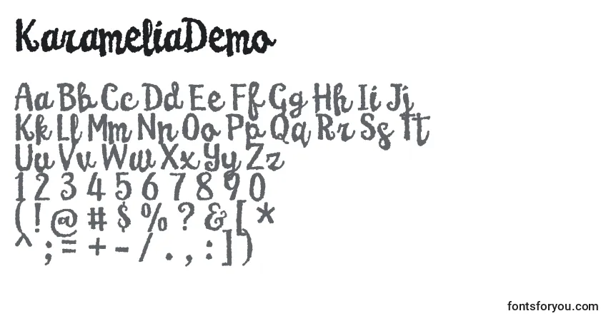 KarameliaDemo-fontti – aakkoset, numerot, erikoismerkit