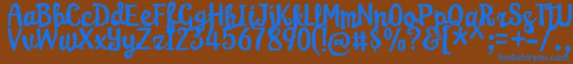 KarameliaDemo Font – Blue Fonts on Brown Background