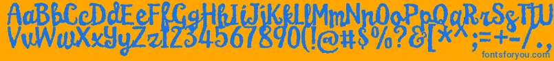 フォントKarameliaDemo – オレンジの背景に青い文字