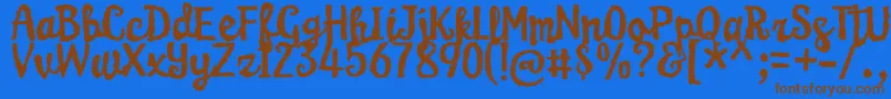 KarameliaDemo Font – Brown Fonts on Blue Background