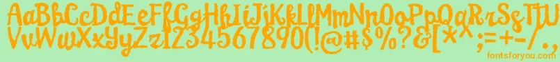 KarameliaDemo Font – Orange Fonts on Green Background