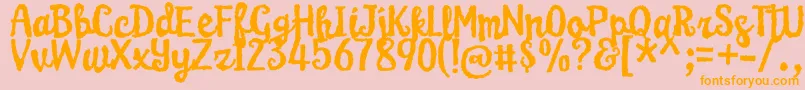 KarameliaDemo-Schriftart – Orangefarbene Schriften auf rosa Hintergrund
