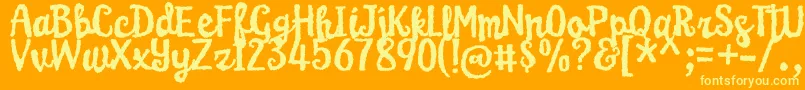 Weitere Informationen zur KarameliaDemo-Schriftart KarameliaDemo-Schriftart – Gelbe Schriften auf orangefarbenem Hintergrund