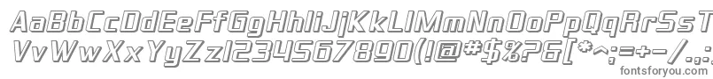 SfTheraminGothicShadedOblique-fontti – harmaat kirjasimet valkoisella taustalla