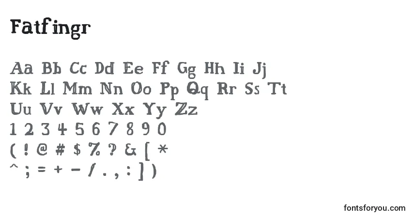 A fonte Fatfingr – alfabeto, números, caracteres especiais