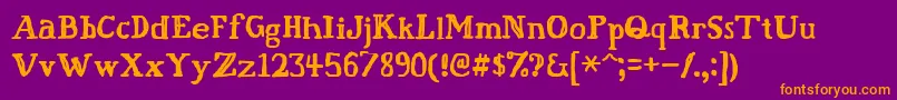 Fatfingr-Schriftart – Orangefarbene Schriften auf violettem Hintergrund